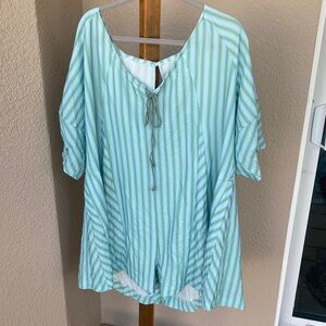 Green Striped Romper